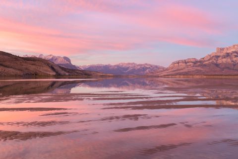 Jasper lake bij zonsondergang
