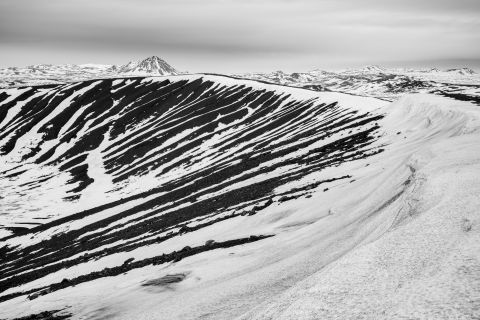 Hverfjall crater covered in snow